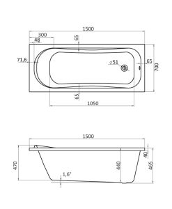 Santek Тенерифе 150х70 прямоугольная белая 1WH302213