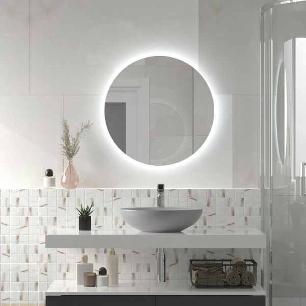 Зеркало Reflexion Hoop RF4310HO с фоновой подсветкой бесконтактным сенсором белой окантовкой 60х60