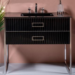 Тумба под раковину Armadi Art Monaco 80см чёрный/хром 866-080-BCR Тумба под раковину Armadi Art Monaco 80см чёрный/хром 866-080-BCR