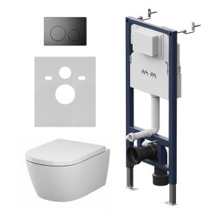 Инсталляция Am.Pm PrimeFit IS90138.601901 с подвесным унитазом Aquaspin и чёрной клавишей смыва