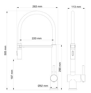 Смеситель для кухни Wonzon & Woghand WW-88438003-MB с гибким изливом чёрный матовый Смеситель для кухни Wonzon & Woghand WW-88438003-MB с гибким изливом чёрный матовый