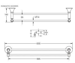 Полотенцедержатель Rose RG1227 63см хром Полотенцедержатель Rose RG1227 63см хром