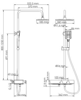Душевая стойка WasserKRAFT Aller Thermo A11301 с термостатом хром/белый