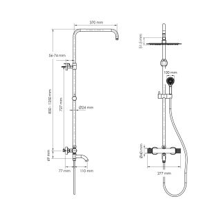 Душевая стойка WasserKRAFT Muritz Thermo 98101.121.356BN с термостатическим смесителем никель