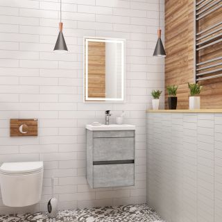 Подвесная тумба под раковину Art&Max Family 40см цемент Family-400-2C-SO-CV