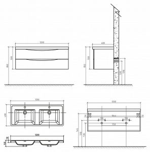 Тумба под раковину BelBagno подвесная 120x45см Rovere Moro ANCONA-N-1200-2C-SO-2-RW