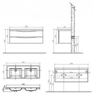 Тумба под раковину BelBagno подвесная 120x45см Rovere Moro ANCONA-N-1200-2C-SO-2-RW