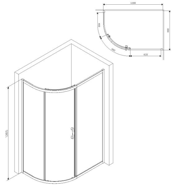 Душевой уголок Am.Pm LIKE W83G-302U120CT 120x80