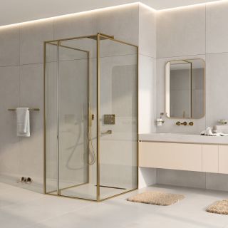 Душевой уголок WasserKRAFT Aisch 55P43 90x90 см профиль золото матовое стекло прозрачное