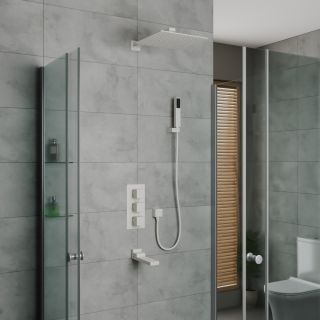 Душевая система D&K Bayern.Liszt DA2515608A04 с термостатом белый матовый Душевая система D&K Bayern.Liszt DA2515608A04 с термостатом белый матовый