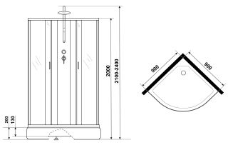 Душевая кабина Niagara NG-6701-14BKT 90x90см чёрный/прозрачное