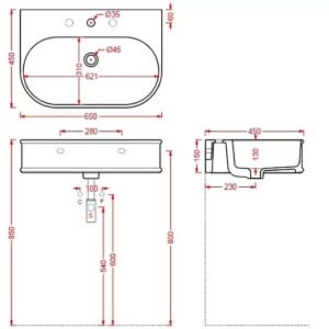 Раковина ArtCeram Atelier ATL003 17 00 *1 черная 65 см