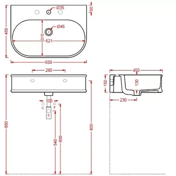 Раковина ArtCeram Atelier ATL003 17 00 *1 черная 65 см