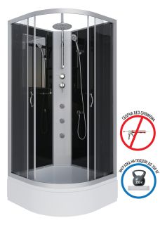 Душевая кабина Niagara NG-3503-14BKTG с гидромассажем 80x80см серебро/тонированное