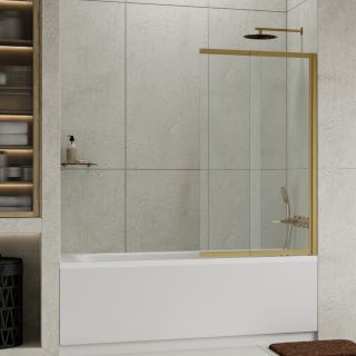 Шторка на ванну WasserKRAFT Schunter 82S02-80 80 см профиль золото стекло прозрачное