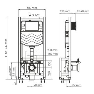 Система инсталляции для унитазов WasserKRAFT Dill 61TLT.010.ME.CH04 с кнопкой смыва