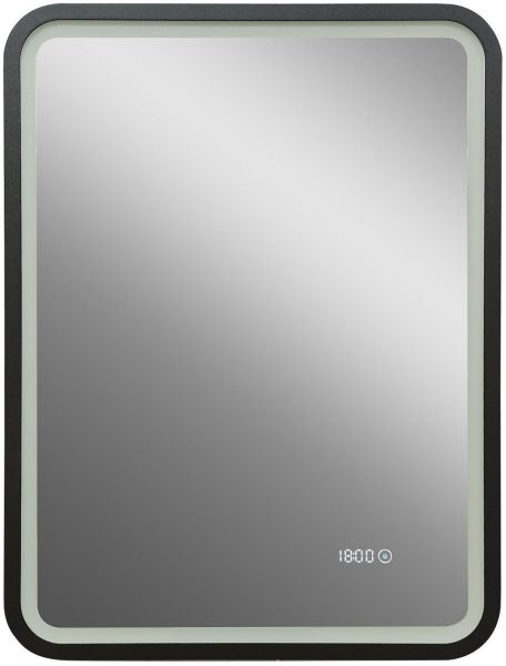 Зеркало с подсветкой и часами Art&Max Genova 60x80см чёрный AM-Gen-600-800-S-F-Т