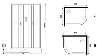 Душевая кабина Niagara NG-33984-14LBK 90x80см серебро/матовое
