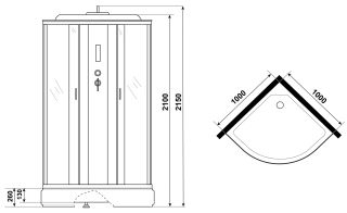 Душевая кабина Niagara NG-3302-14P 100x100см серебро/матовое