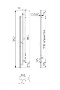 Полотенцесушитель электрический Indigo Sky PRO LSKPRE150-17WMRt 150x17 см белый матовый