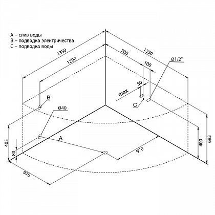 Акриловая ванна Aquanet Vitoria 135x135