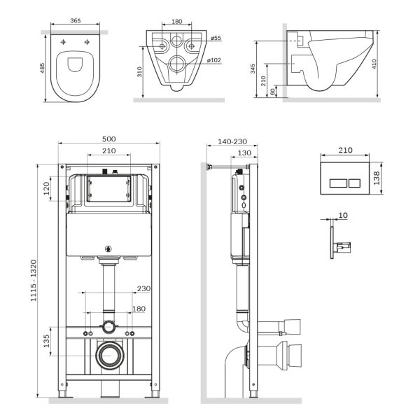 Комплект унитаза с инсталляцией AM.PM Spirit V2.0 IS47031.701700  с клав Pro S мат никель FlashClean с сид м/лифт