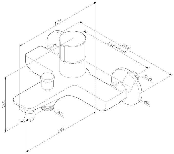 Смеситель для ванны и душа Am.Pm X-Joy TouchReel хром F85A10500 Смеситель для ванны и душа Am.Pm X-Joy TouchReel хром F85A10500