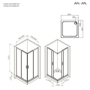 Душевой уголок Am.Pm Gem W90G-403-8080-MT 80x80 см без поддона хром матовый