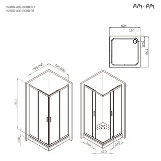 Душевой уголок Am.Pm Gem W90G-403-8080-MT 80x80 см без поддона хром матовый