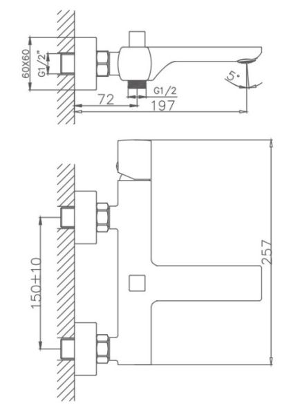 Смеситель для ванны Haiba HB60577 хром