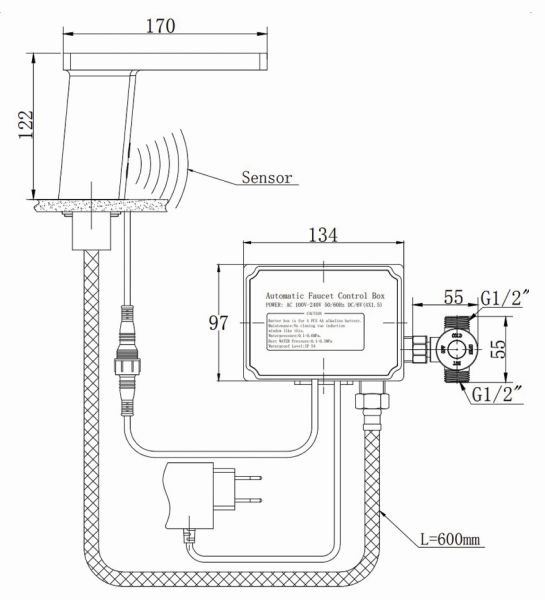 Сенсорный смеситель для раковины Raiber RSF88135 хром
