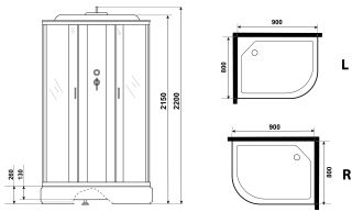 Душевая кабина Niagara NG-33984-14RP 90x80см серебро/матовое