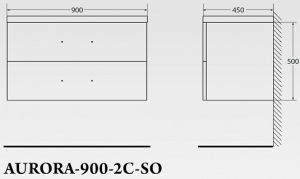 Тумба под раковину BelBagno подвесная 90x50см Bianco Lucido AURORA-900-2C-SO-BL