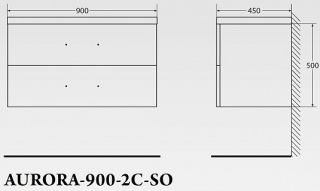 Тумба под раковину BelBagno подвесная 90x50см Rovere Tabacco AURORA-900-2C-SO-RT