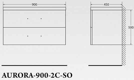 Тумба под раковину BelBagno подвесная 90x50см Rovere Tabacco AURORA-900-2C-SO-RT