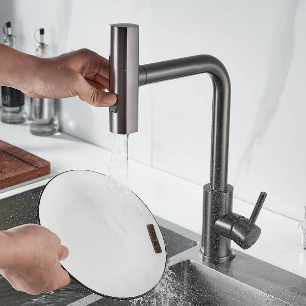 Смеситель для кухни Shevanik S263T с мультифункциональным изливом оружейная сталь