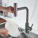 Смеситель для кухни Shevanik S263T с мультифункциональным изливом оружейная сталь