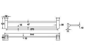 Полотенцедержатель Rose RG1627H 61см чёрный