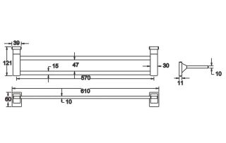 Полотенцедержатель Rose RG1627H 61см чёрный Полотенцедержатель Rose RG1627H 61см чёрный