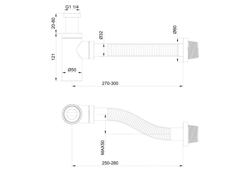 Сифон для раковины Wonzon & Woghand WW-88SS101-CR хром Сифон для раковины Wonzon & Woghand WW-88SS101-CR хром