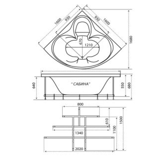 Акриловая ванна Triton Сабина 160x160 с каркасом Акриловая ванна Triton Сабина 160x160 с каркасом