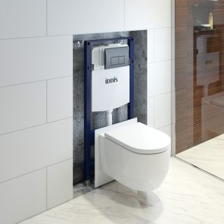 Комплект унитаз с инсталляцией IDDIS Бэйсик (Basic) BASAI02i73 клавиша смыва чёрная