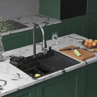 Кухонная мойка RoxenBath Stage Plus 60-BS Plus 560250-60-BS графит текстурное покрытие