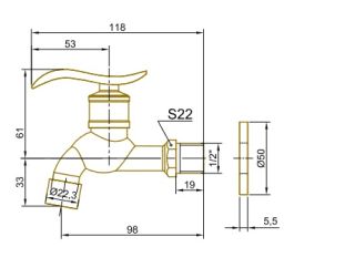 Кран Bronze de Luxe 21599/2, бронза Кран Bronze de Luxe 21599/2, бронза