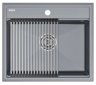 Комплект Paulmark: мойка Stepia 60 и ролл-мат Step PM115951-GRM+R375-BS серый металлик/брашированная нержавеющая сталь Комплект Paulmark: мойка Stepia 60 и ролл-мат Step PM115951-GRM+R375-BS серый металлик/брашированная нержавеющая сталь