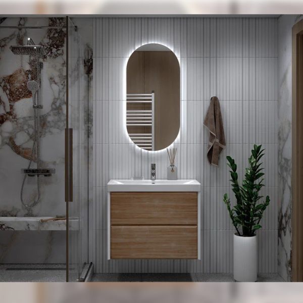 Тумба под раковину подвесная Velvex Gesso tp.GES.9696.80.2Y белый матовый/дуб сонома, 80 см Тумба под раковину подвесная Velvex Gesso tp.GES.9696.80.2Y белый матовый/дуб сонома, 80 см