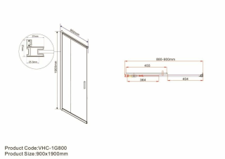 Душевая дверь Vincea Garda VHC-1G900CLGM 90 см профиль вороненая сталь стекло прозрачное