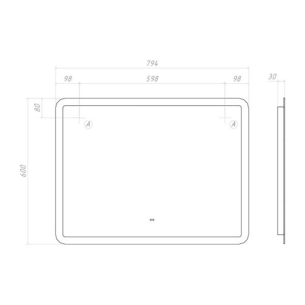 Зеркало с подсветкой Vigo Wing Classic 176 80 см