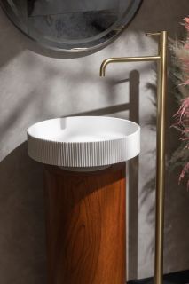 Накладная раковина с пьедесталом золото Armadi Art Sole Corian 801-R-MW+801-Base-Rwood белый матовый/красное дерево Накладная раковина с пьедесталом золото Armadi Art Sole Corian 801-R-MW+801-Base-Rwood белый матовый/красное дерево