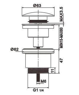 Донный клапан Rose RS31Q бронза Донный клапан Rose RS31Q бронза